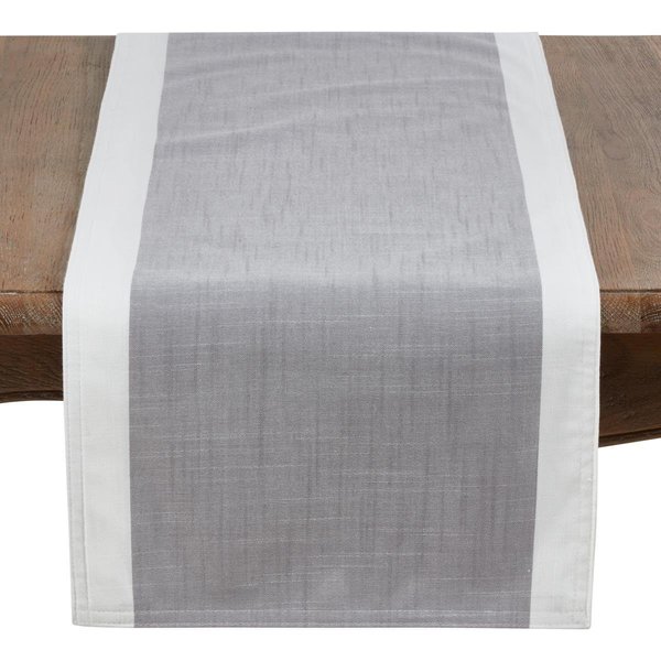 Saro 16 x 54 in. Banded Border Oblong Table Runner, Gray 712.GY1654B